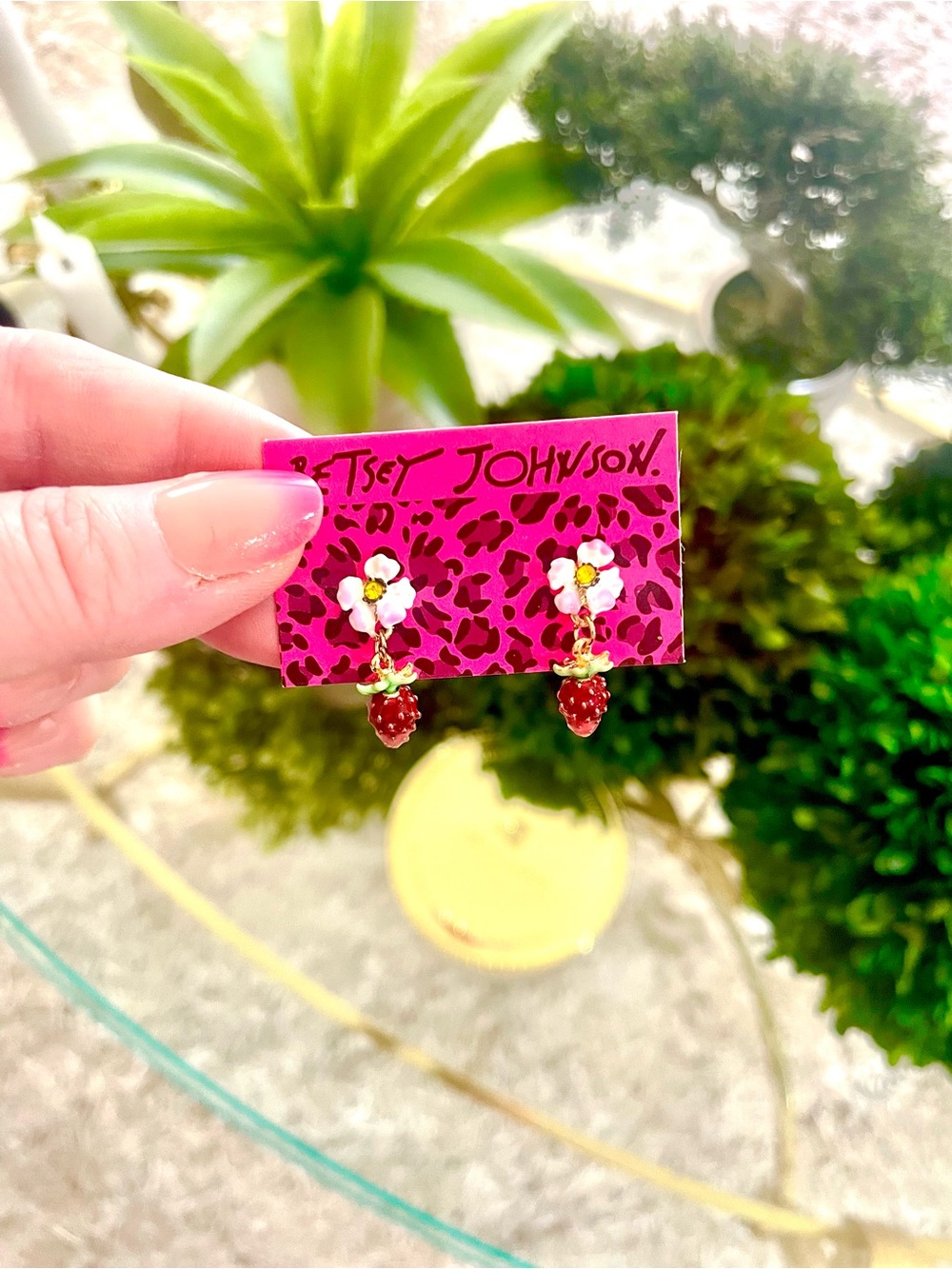Betsey Johnson Strawberry Flower Earrings - Picture 3 of 5